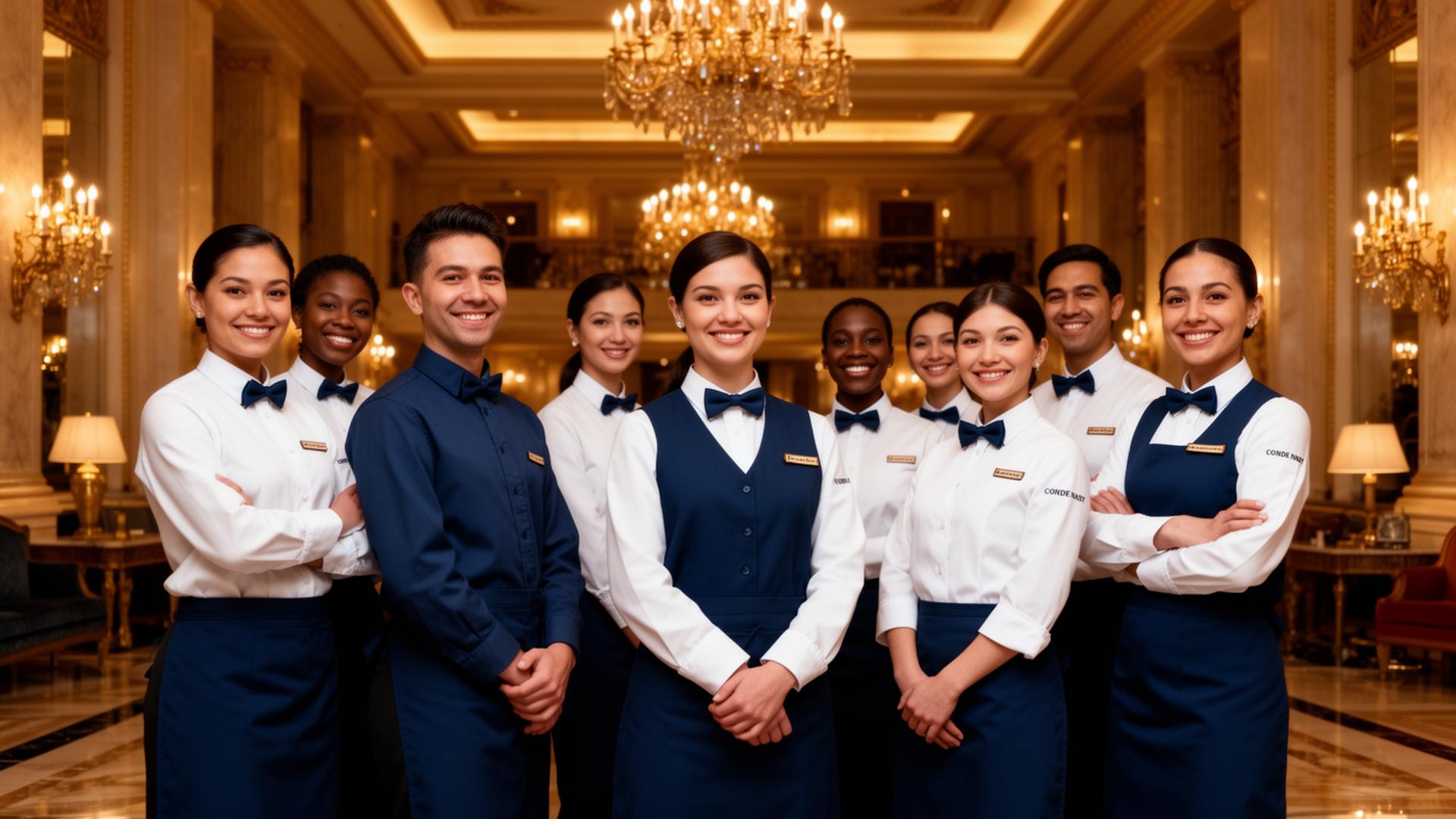 Hospitality team on a Mediterranean property at golden hour